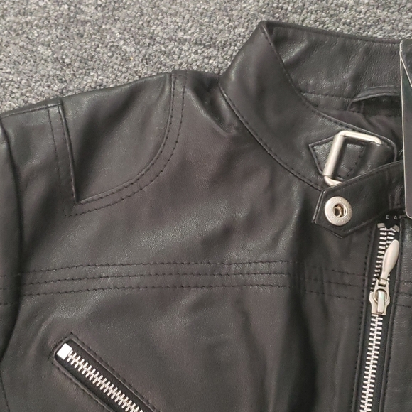 NEW Black Genuine Leather Fitted Jacket - Picture 3 of 4